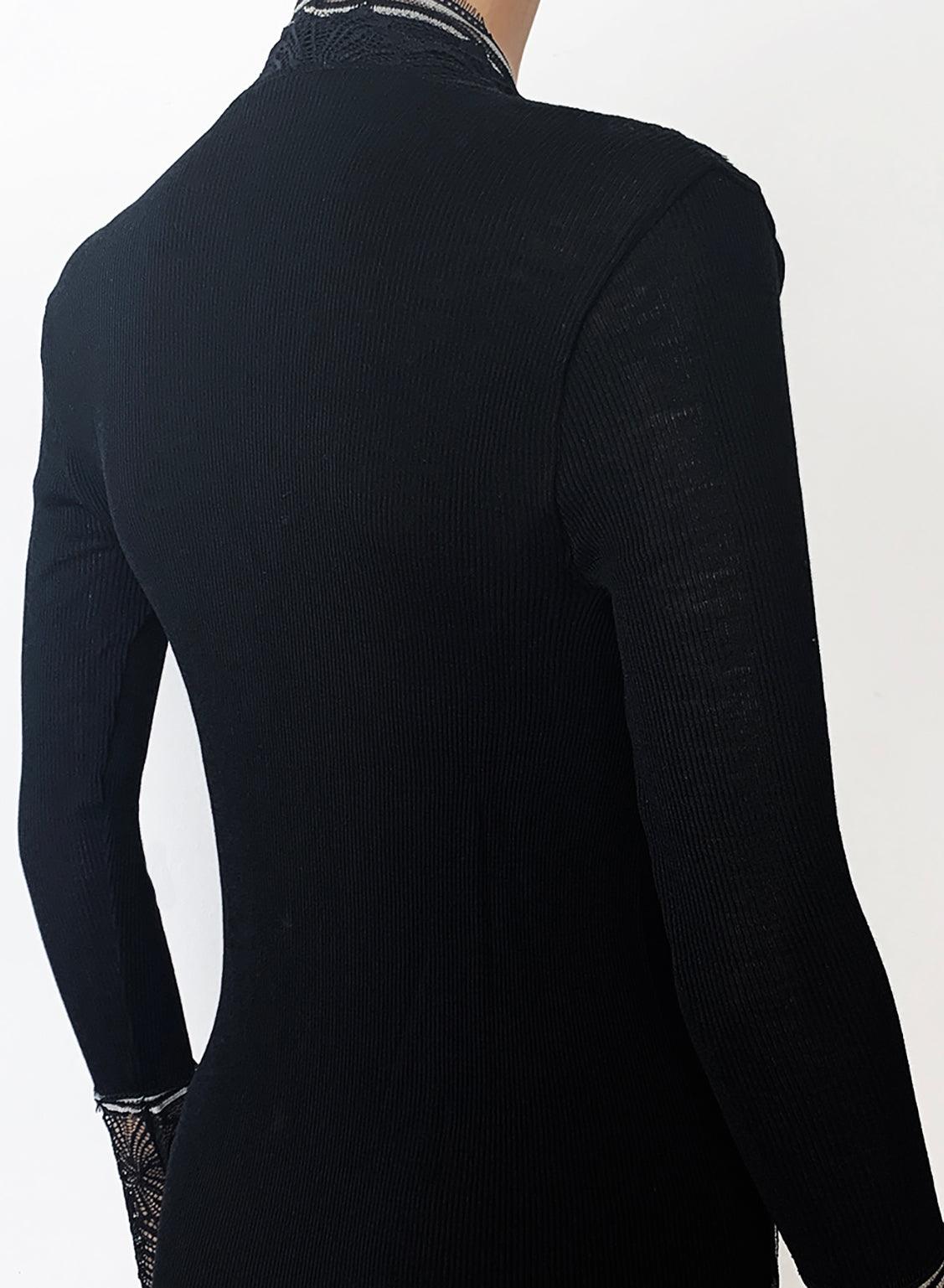 8576-Camiseta encaje Lana y Seda - BEST LUXURY STYLE AND ITALIAN CULTURE