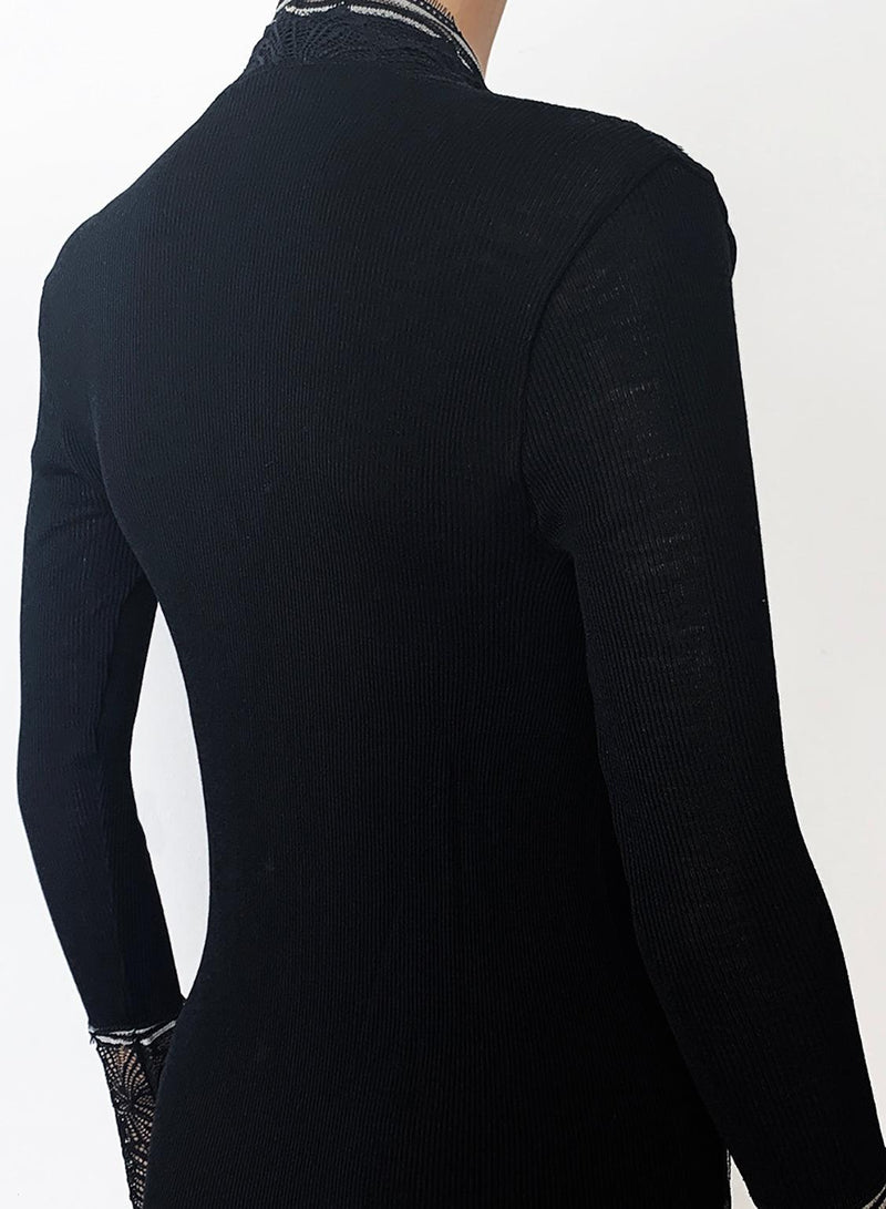 8576-Camiseta encaje Lana y Seda - BEST LUXURY STYLE AND ITALIAN CULTURE