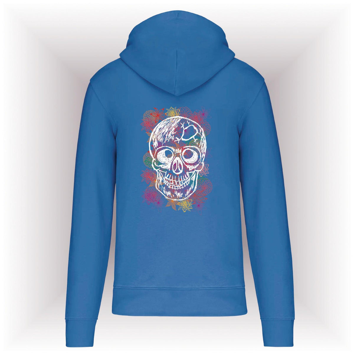 AMARA-A AM02 Sudadera capucha y cremallera CALAVERA WHITE-ROYAL BLUE