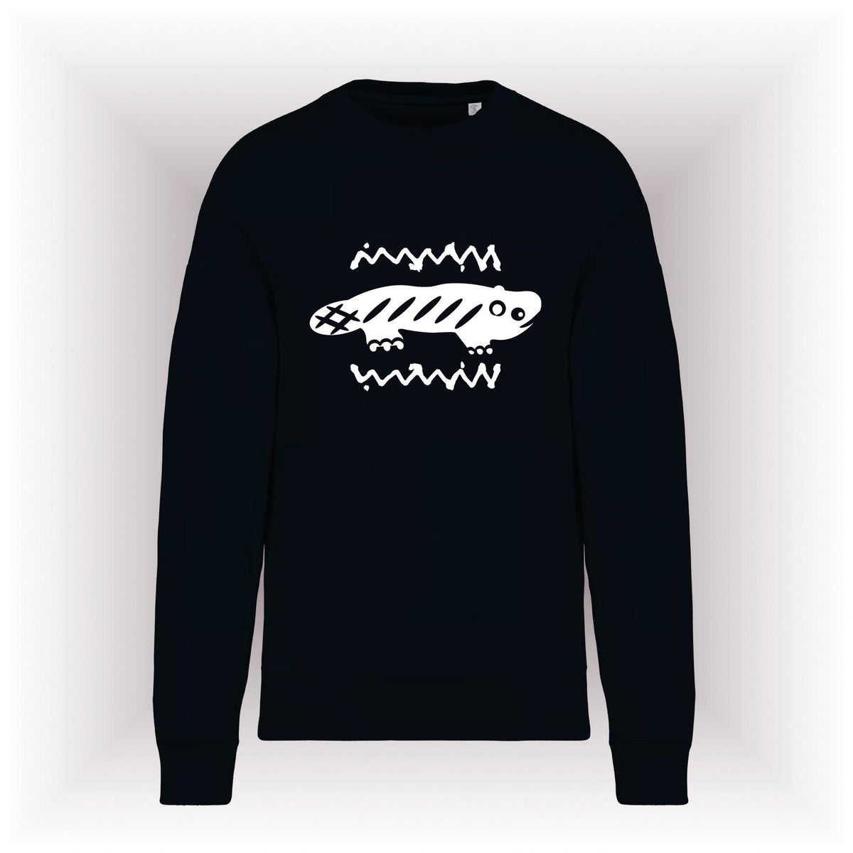 AMARA-A AM06 Sudadera ecoresponsable cuello redondo oversize ADVENTURE  WHITE-BLACK