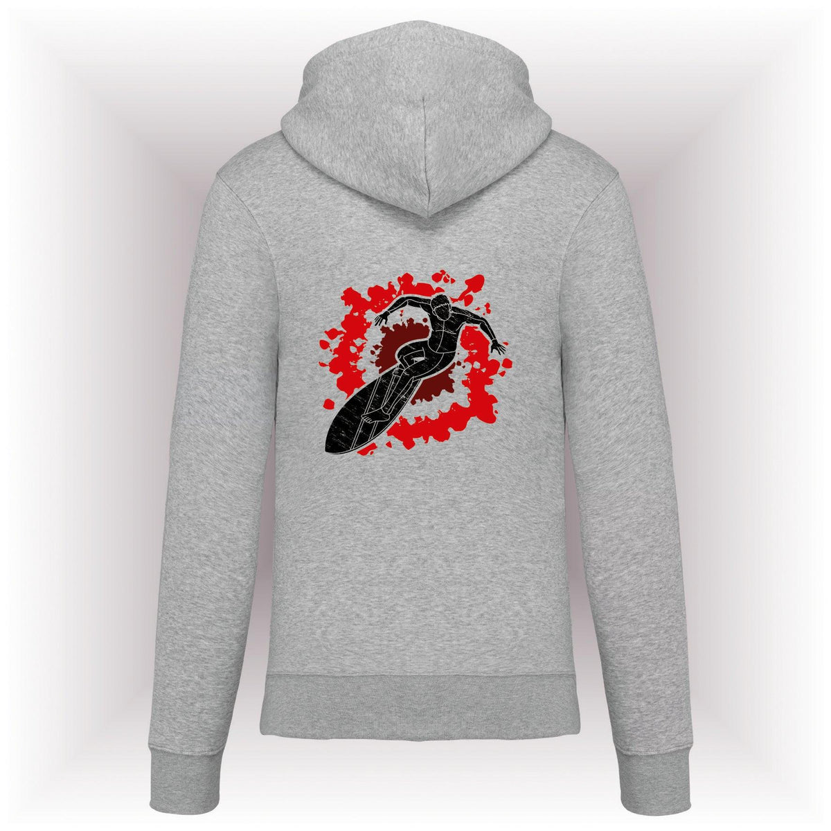 AMARA-A AM09 Sudadera capucha y cremallera SURFER RED-OXFORD GREY