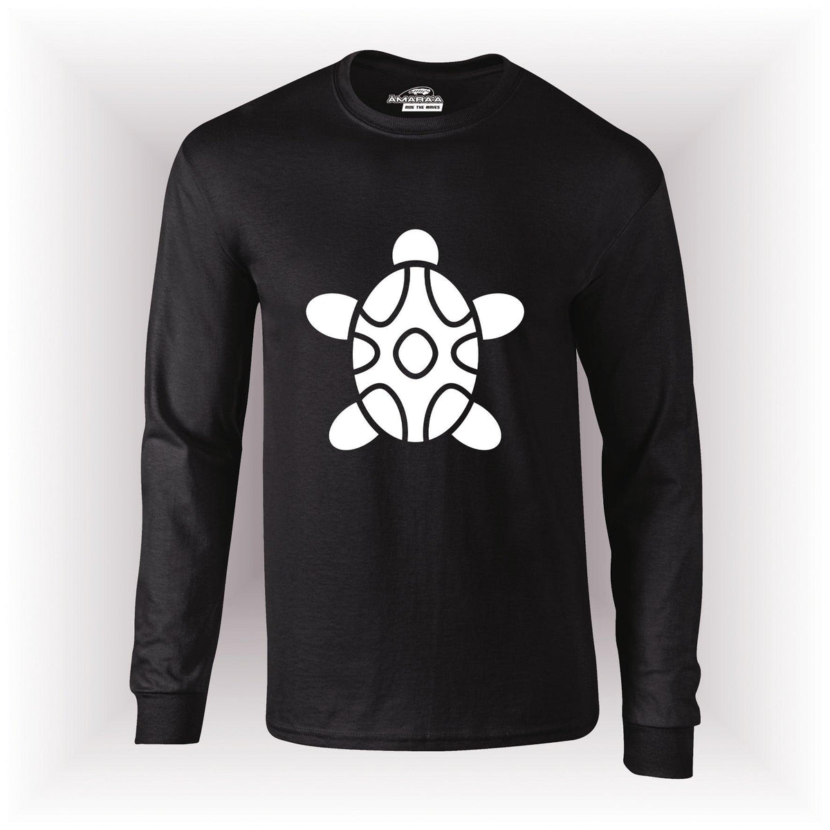 AMARA-A AM15 UNISEX LONG SLEEVE T-SHIRT TURTLE WHITE - BLACK