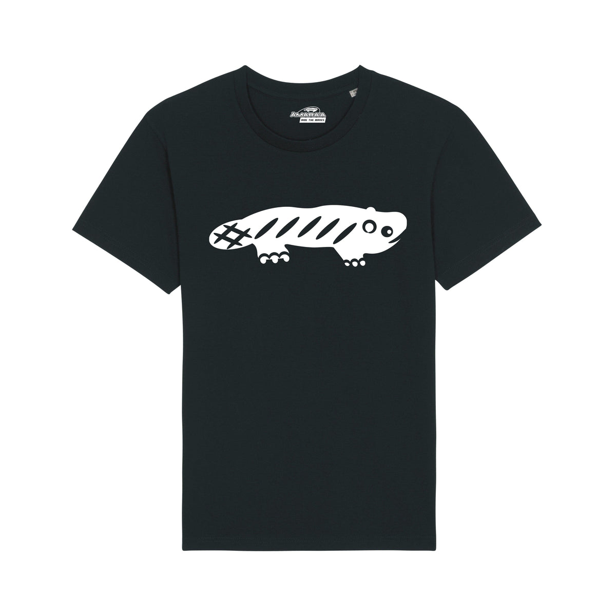 AMARA-A BS01 - T Shirt Ajolote grande WHITE - BLACK