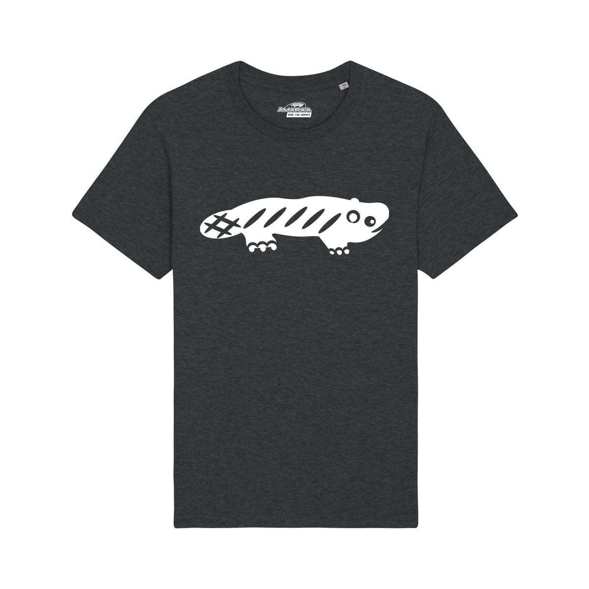 AMARA-A BS01 - T Shirt Ajolote grande WHITE - DARK GREY
