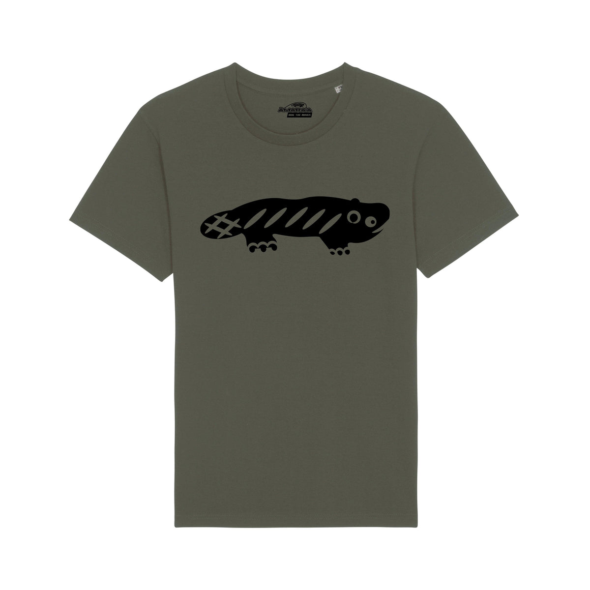AMARA-A BS01 - T Shirt Ajolote grande BLACK - KAKI