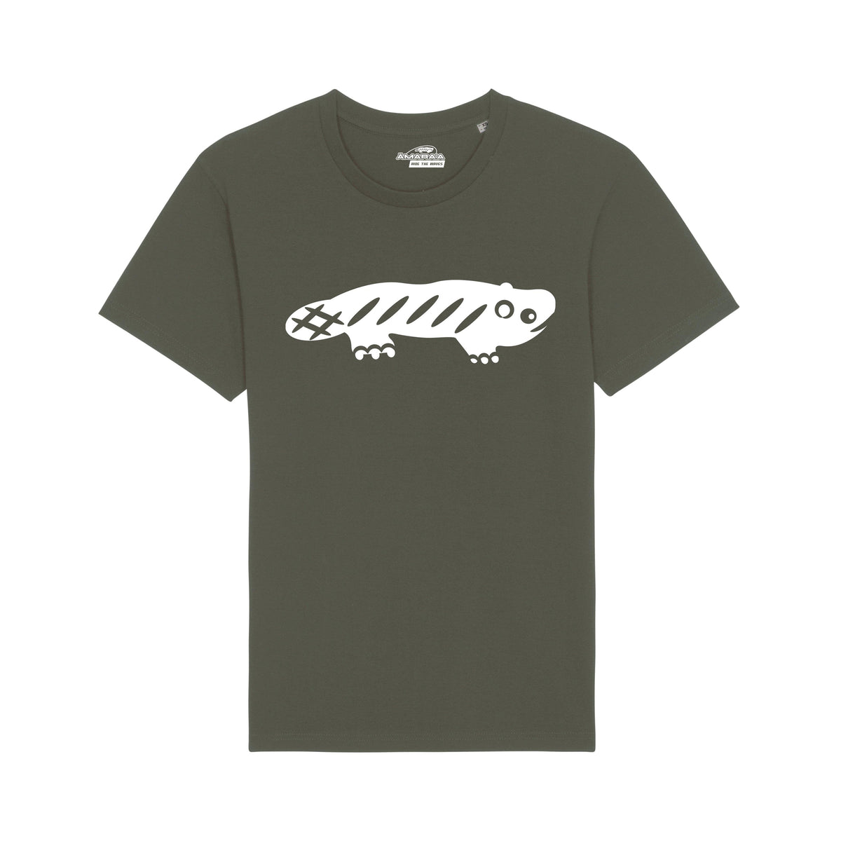 AMARA-A BS01 - T Shirt Ajolote grande WHITE - KAKI