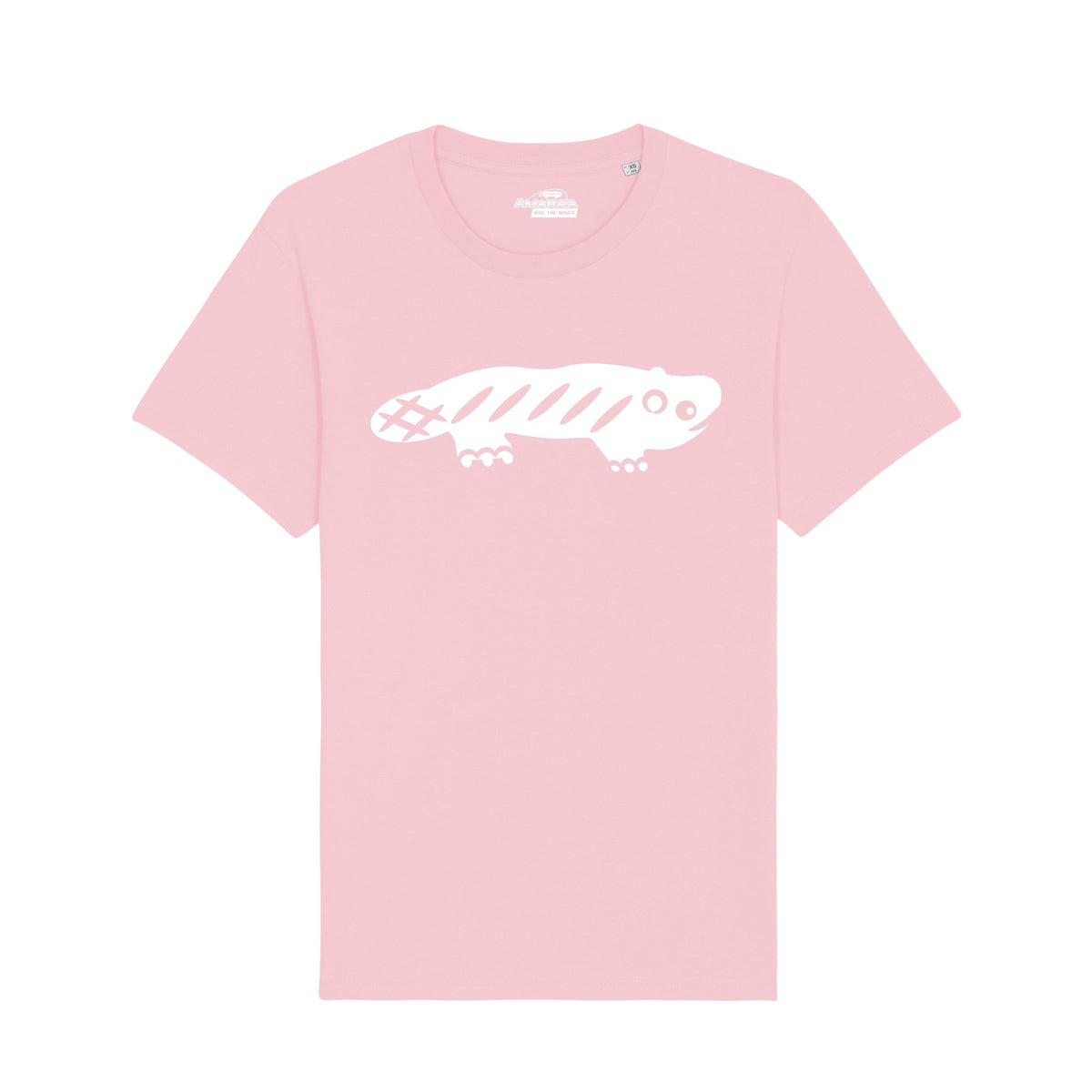 AMARA-A BS01 - T Shirt Ajolote grande WHITE - PINK COTTON