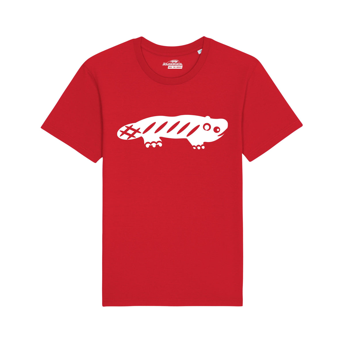 AMARA-A BS01 - T Shirt Ajolote grande WHITE - RED