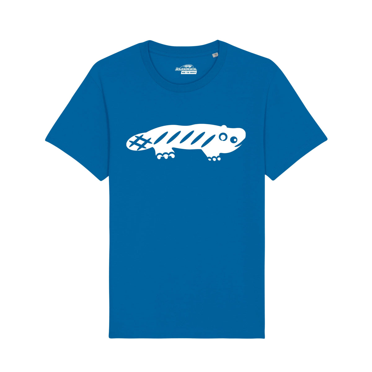 AMARA-A BS01 - T Shirt Ajolote grande WHITE - ROYAL BLUE