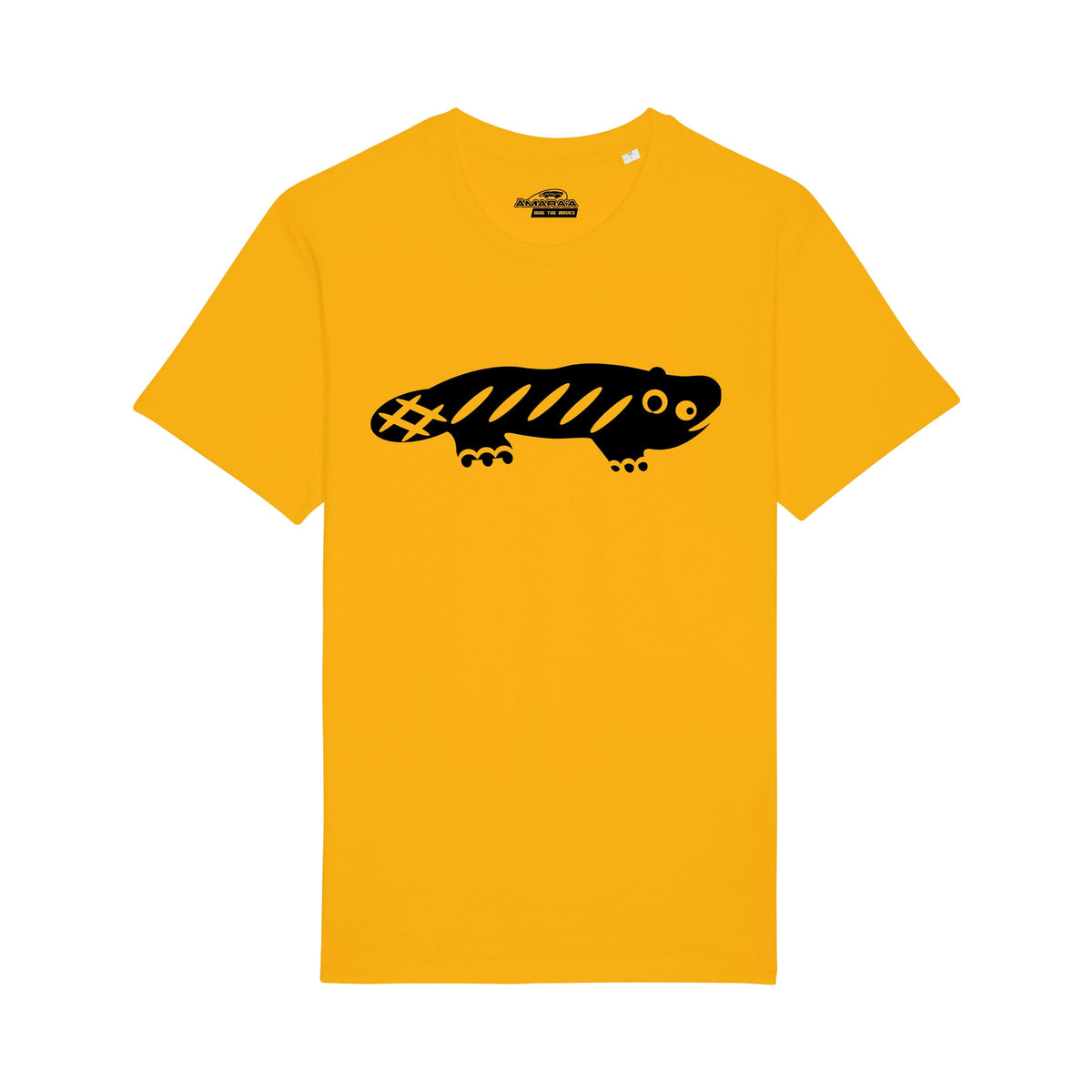 AMARA-A BS01 - T Shirt Ajolote grande BLACK - SPECTRA YELLOW