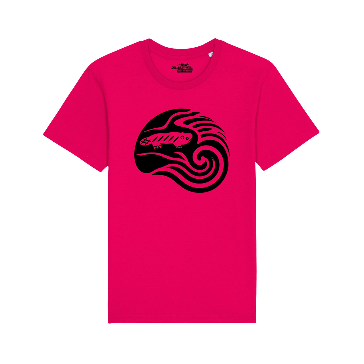 AMARA-A BS09 - T Shirt Ola Grande Front Black - Fucsia