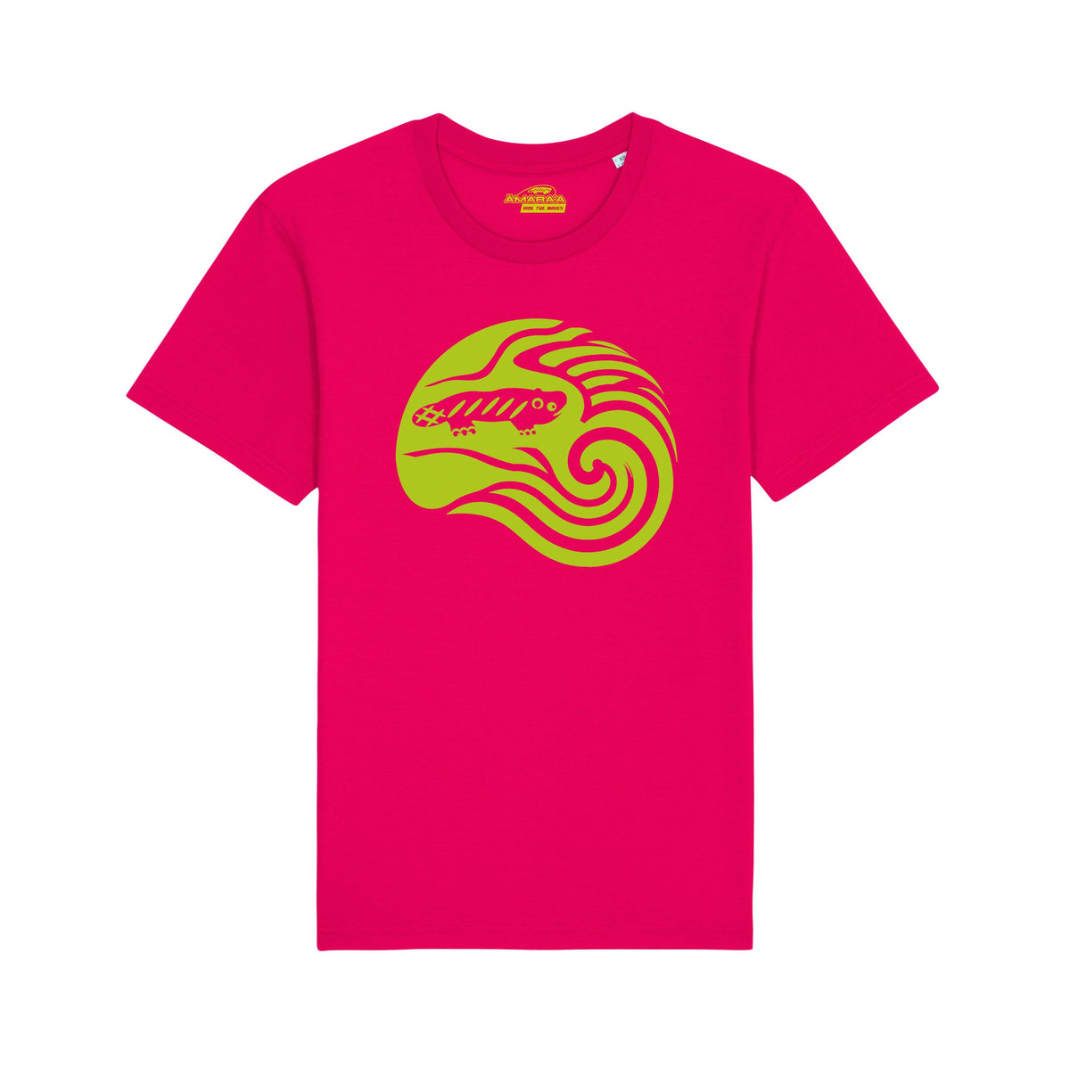 AMARA-A BS09 - T Shirt Ola Grande Front Green Fluo - Fucsia