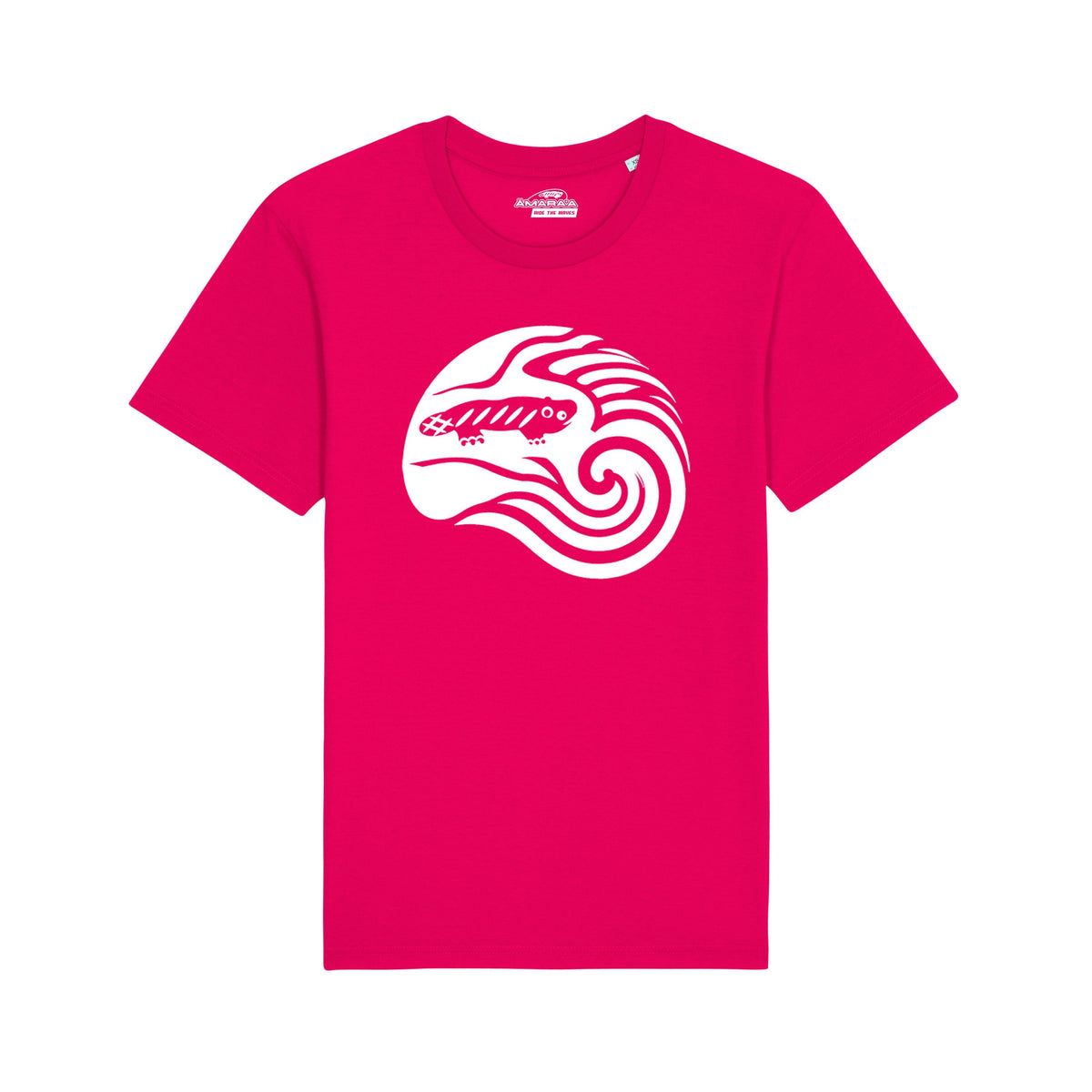 AMARA-A BS09 - T Shirt Ola Grande Front White - Fucsia
