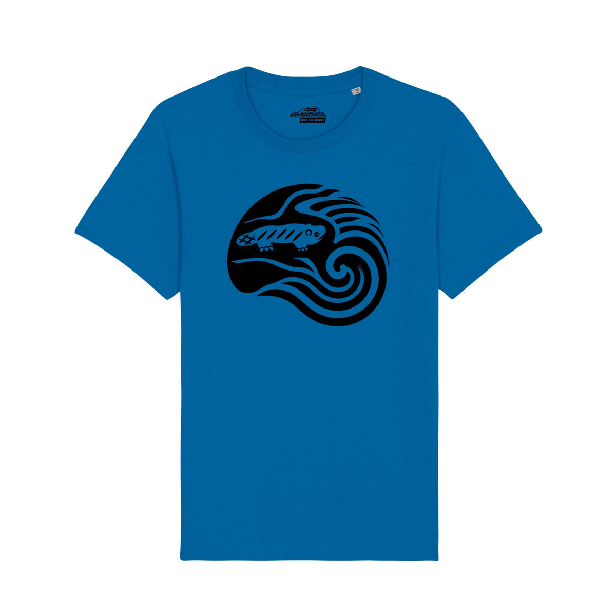 AMARA-A BS09 - T Shirt Ola Grande Front Black - Tropical Blue