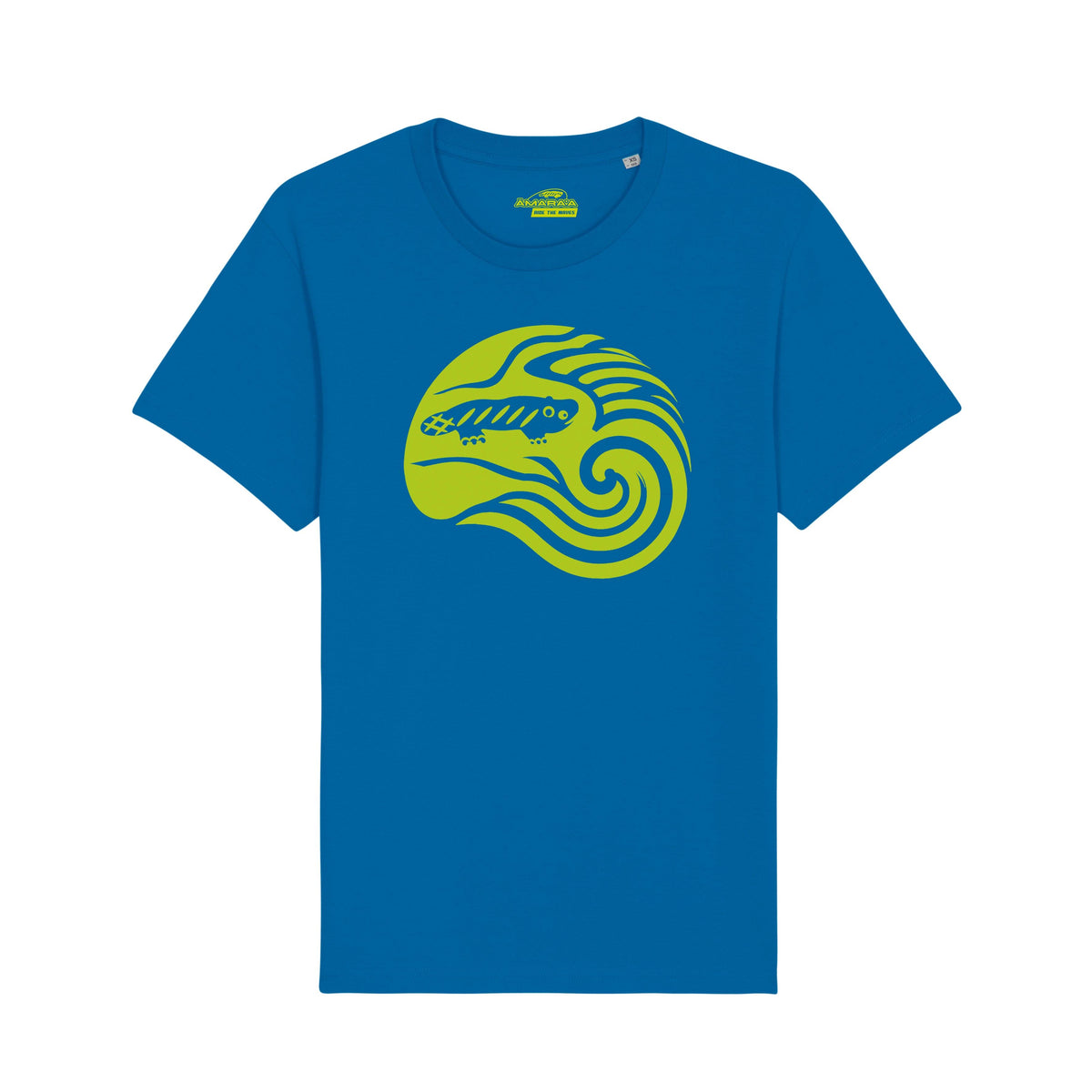 AMARA-A BS09 - T Shirt Ola Grande Front Green Fluo - Tropical Blue