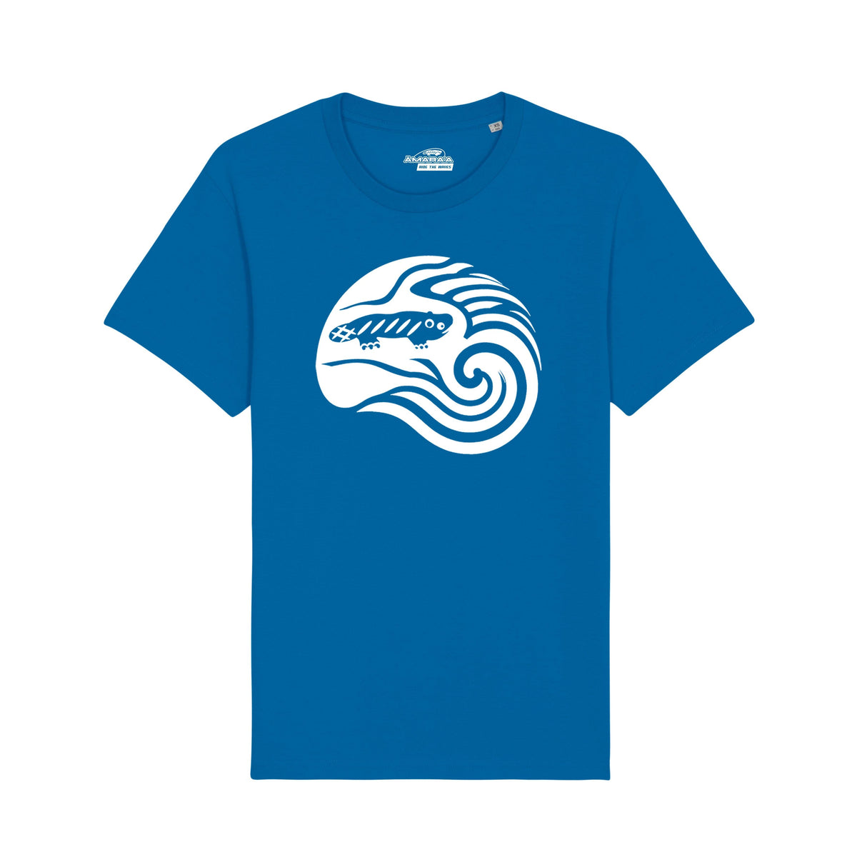 AMARA-A BS09 - T Shirt Ola Grande Front White -Tropical Blue