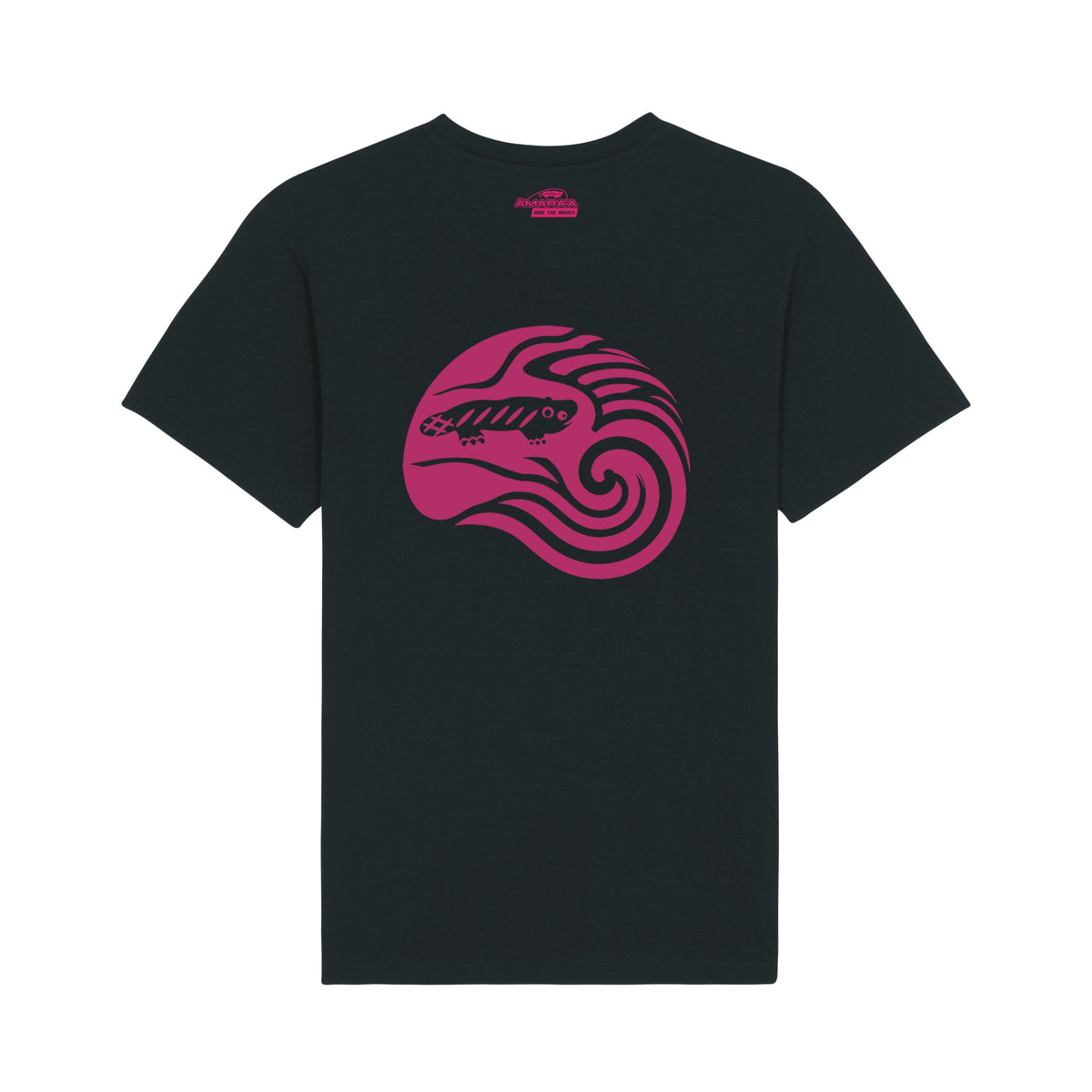 AMARA-A BS09 - T Shirt Ola Grande Front FUCSIA FLUO - BLACK