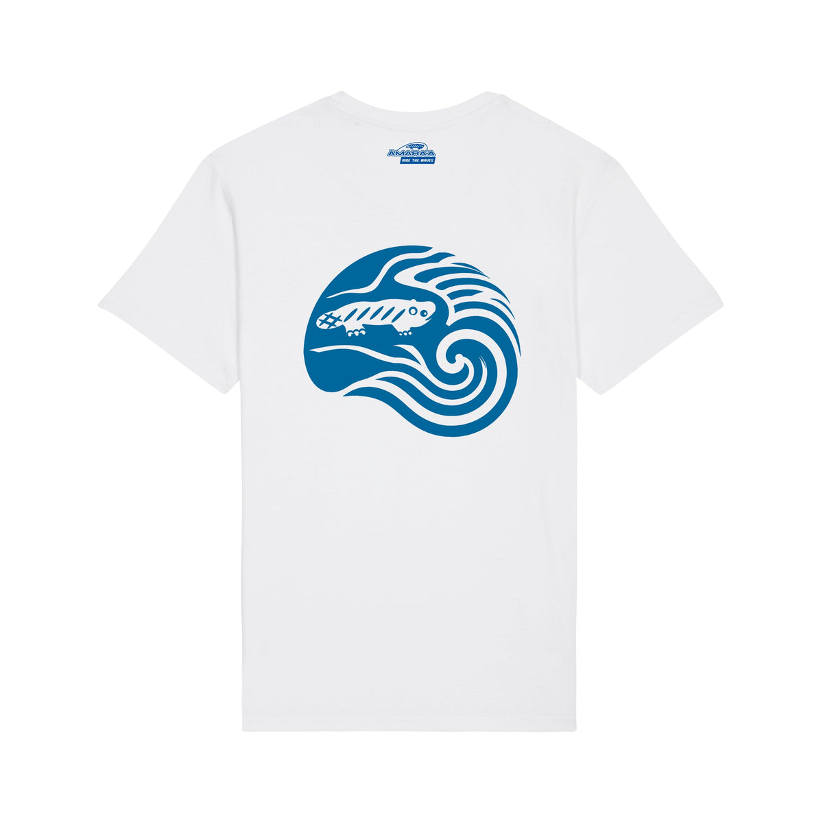 AMARA-A BS09 - T Shirt Ola Grande Front Blue Fluo - White