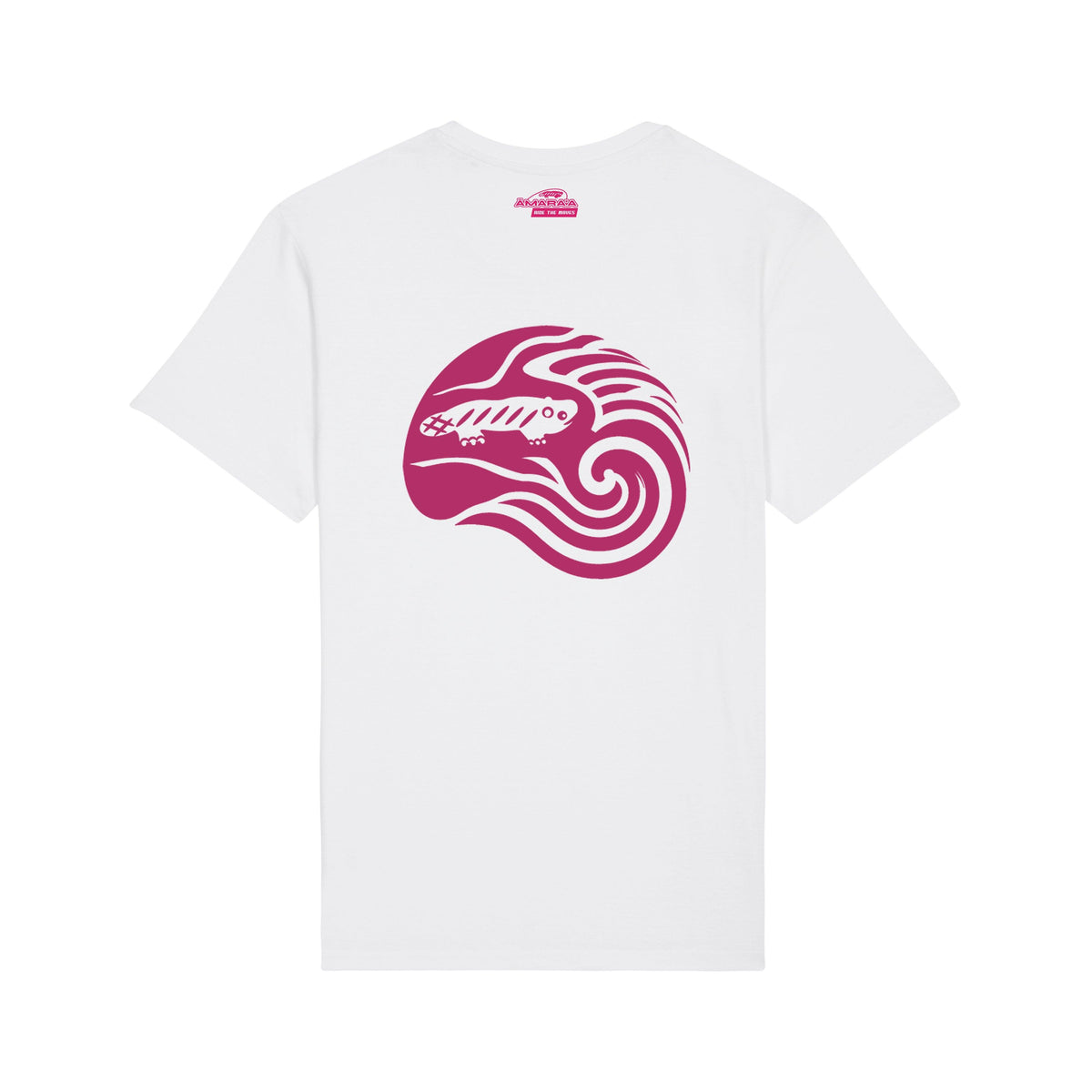 AMARA-A BS09 - T Shirt Ola Grande Front Fucsia Fluo - White