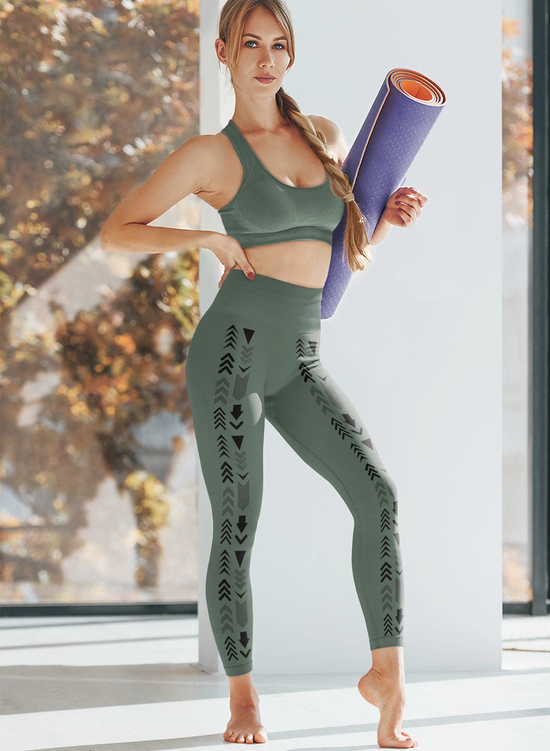 Legging CITY BLACK TRANSFER Sage Leaf - BEST LUXURY STYLE AND ITALIAN CULTURE