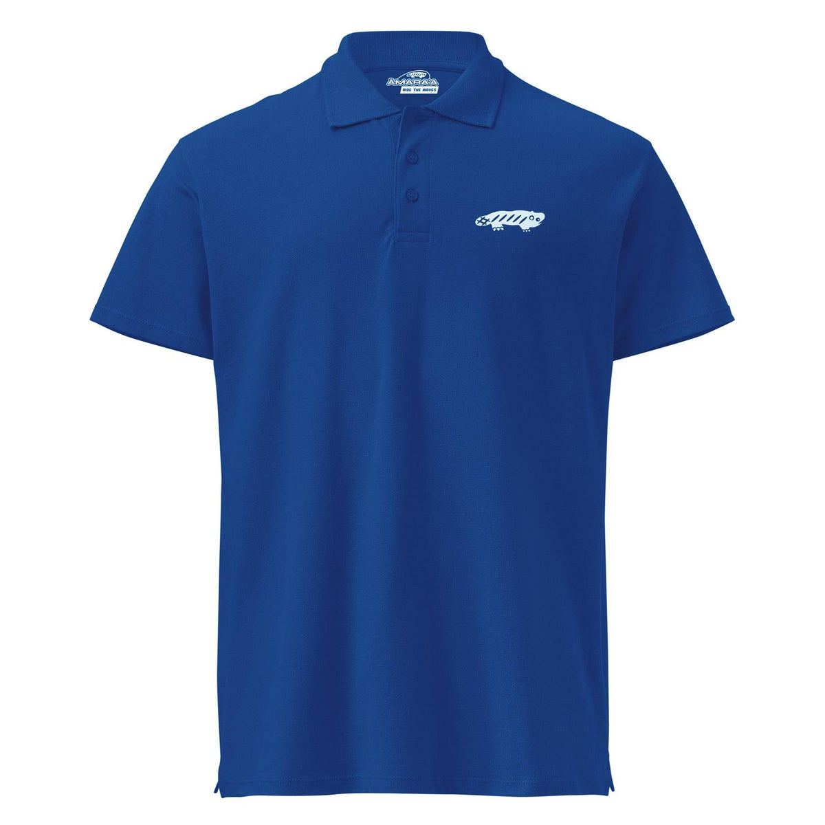 AMARA-A BS02 Polo Ajolote pequeño WHITE - ROYAL BLUE