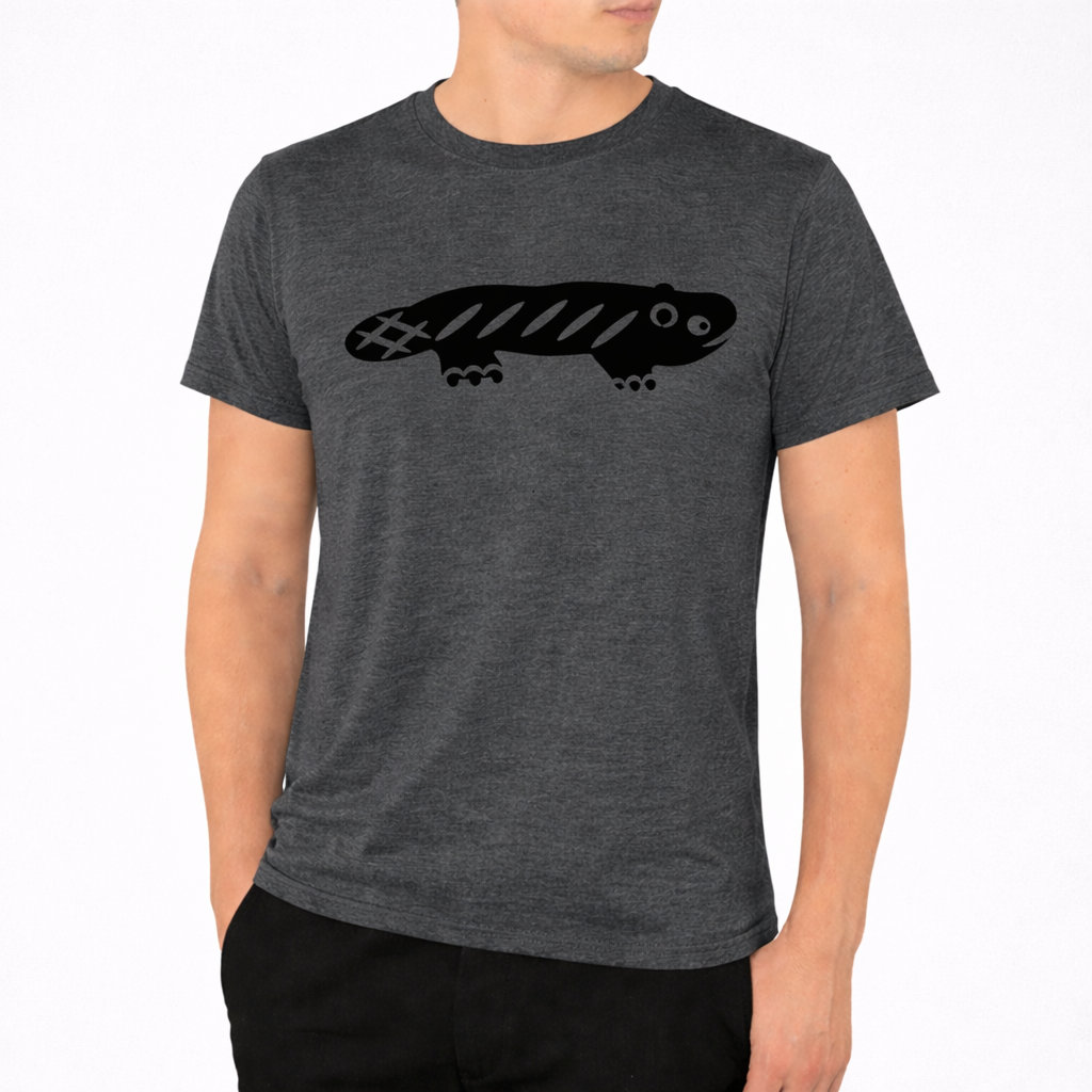 AMARA-A BS01 - T Shirt Big Ajolote BLACK - DARK GREY
