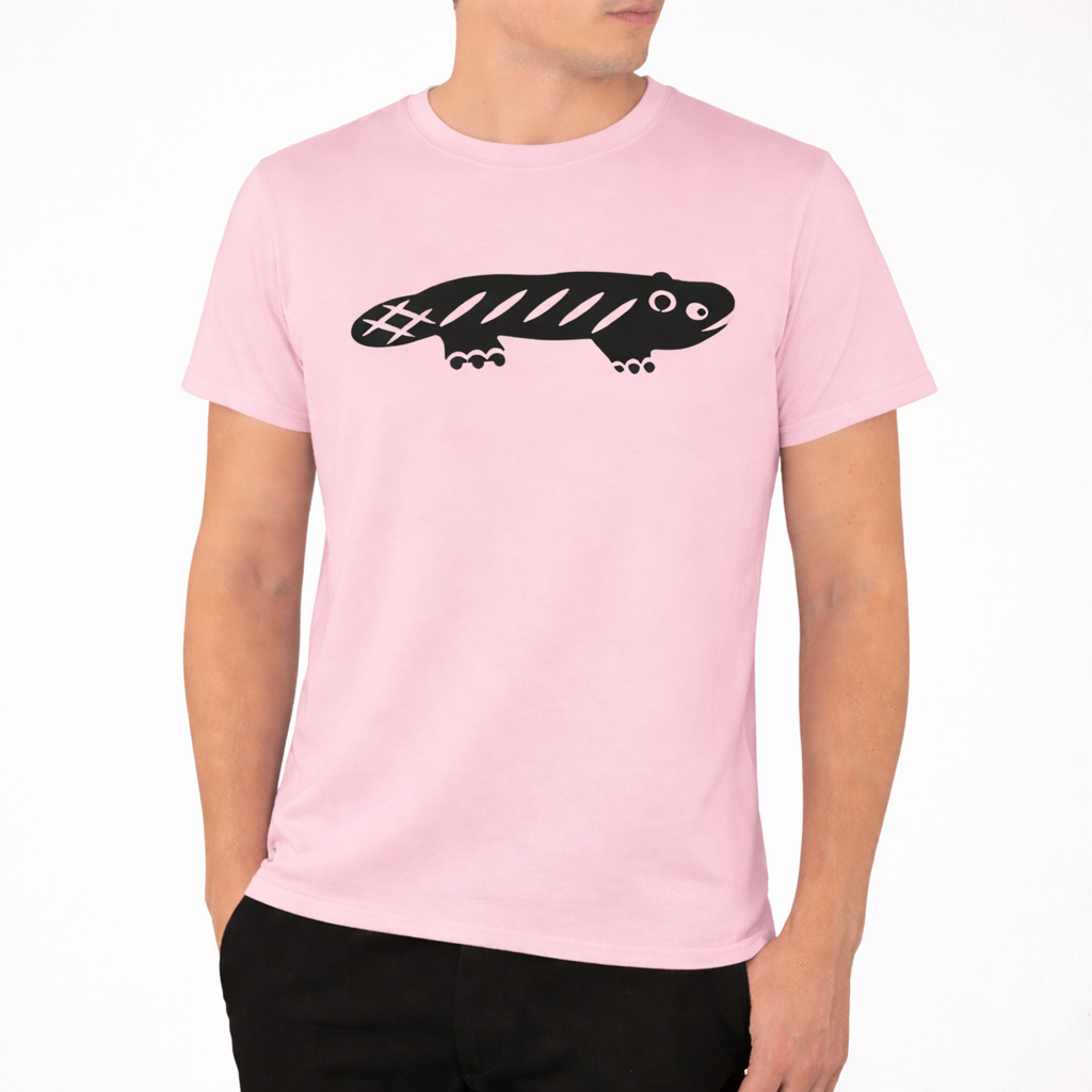 AMARA-A BS01 - T Shirt Big Ajolote BLACK - PINK Cotton