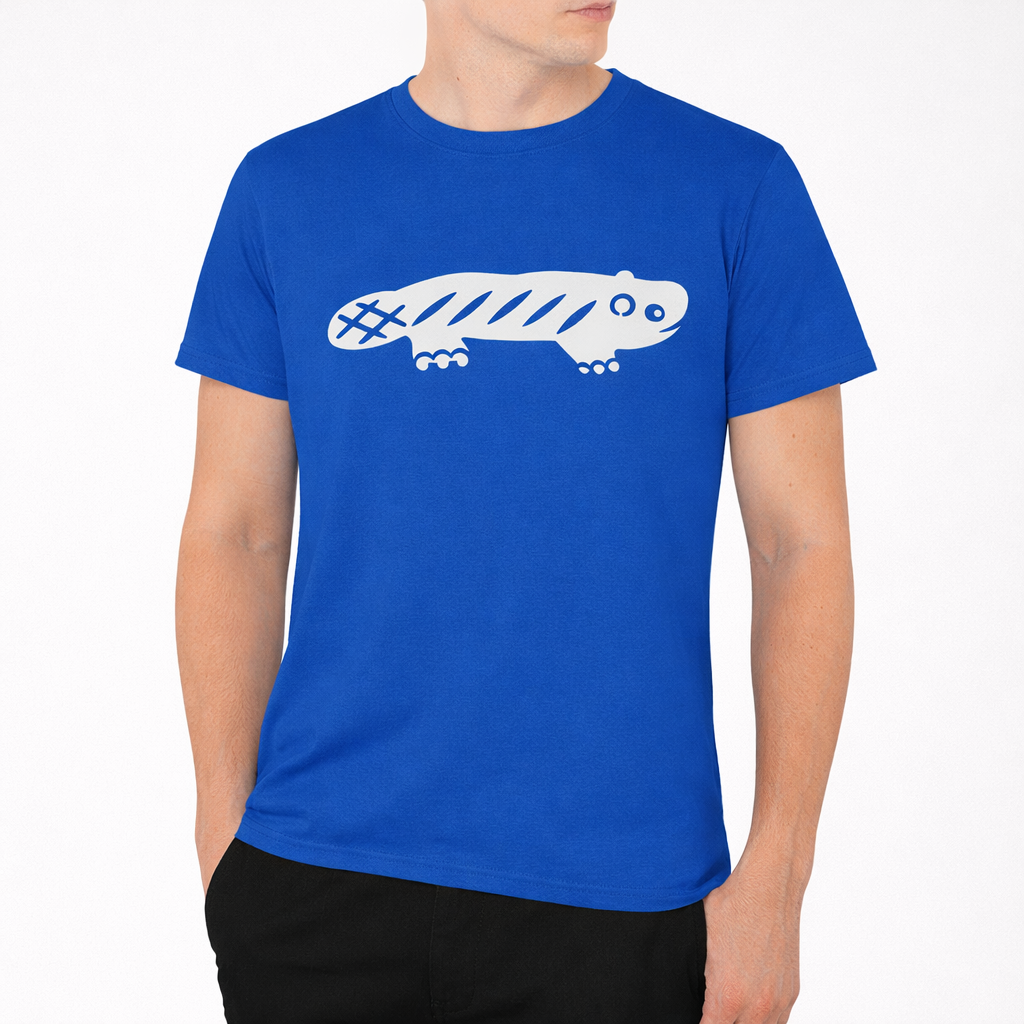 AMARA-A BS01 - T Shirt Big Ajolote WHITE - ROYAL BLUE
