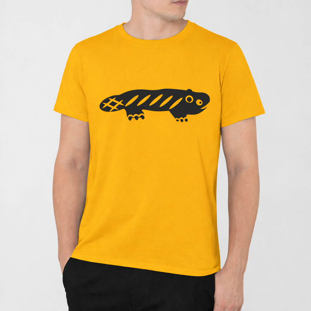 AMARA-A BS01 - T Shirt Big Ajolote BLACK - SPECTRA YELLOW