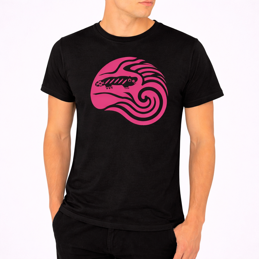 AMARA-A BS09 - T Shirt Ola Grande Front FUCSIA FLUO - BLACK