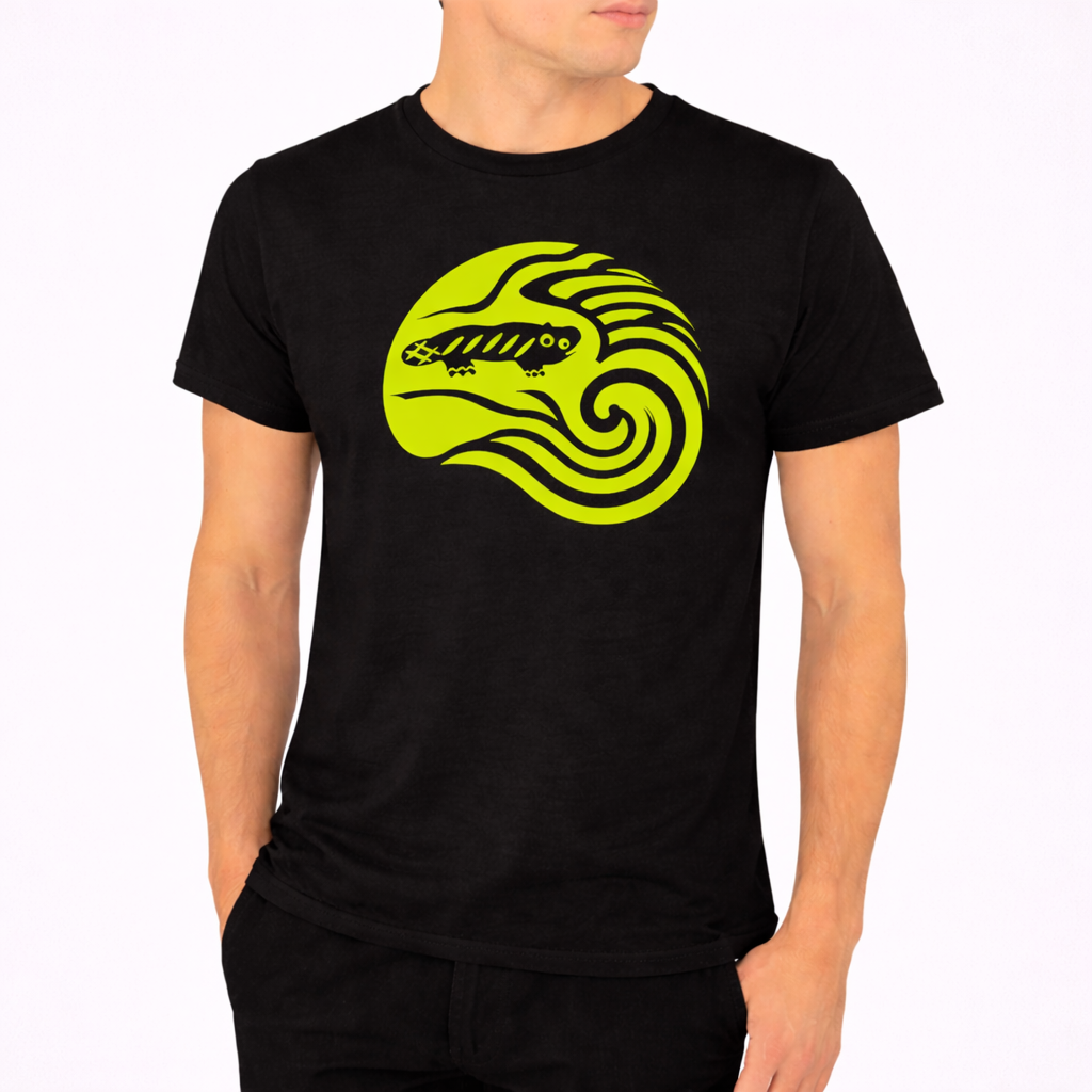 AMARA-A BS09 - T Shirt Ola Grande Front Green fluo - BLACK