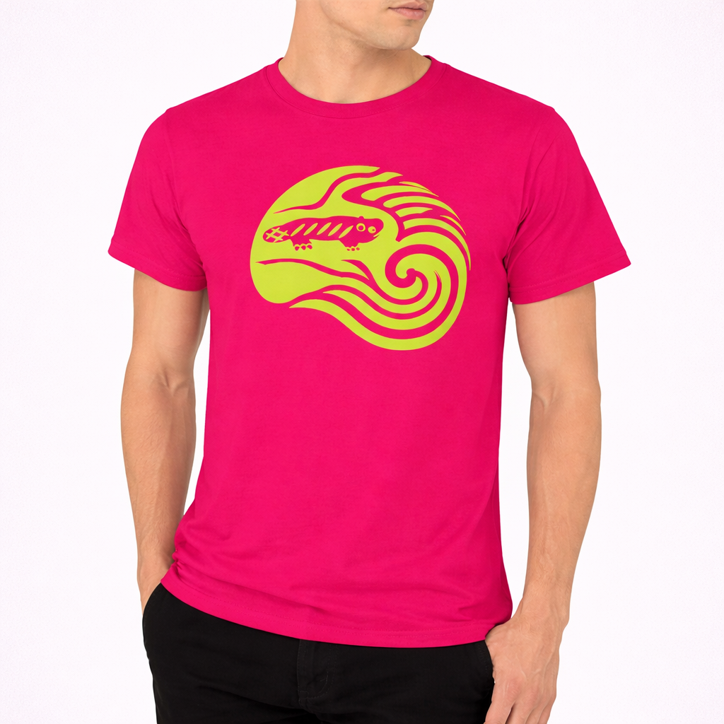 AMARA-A BS09 - T Shirt Ola Large Front Green Fluo - Fuchsia