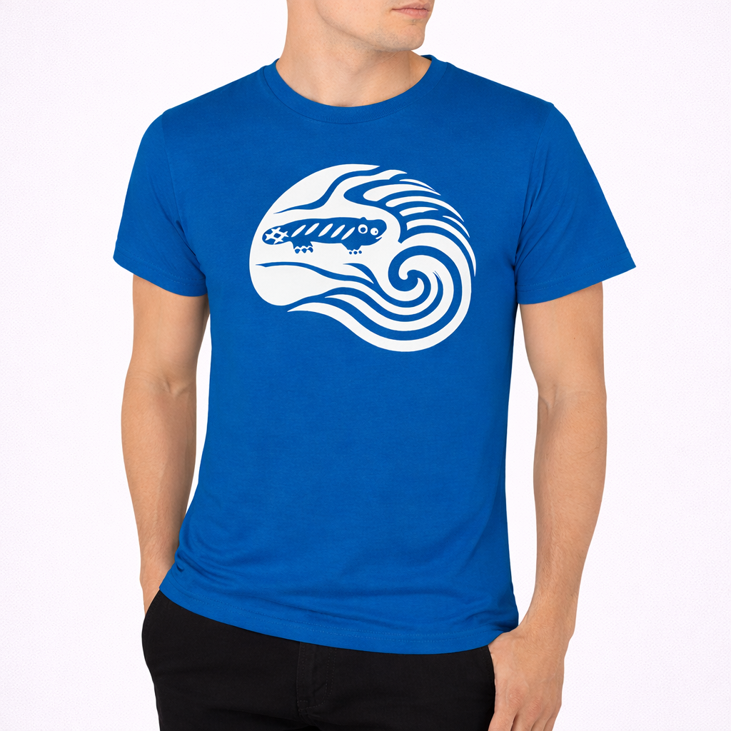 AMARA-A BS09 - T Shirt Ola Grande Front WHITE - Tropical Blue
