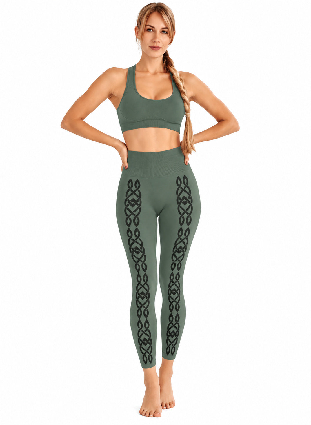HYD Legging VISION BLACK TRANSFER Sage Leaf