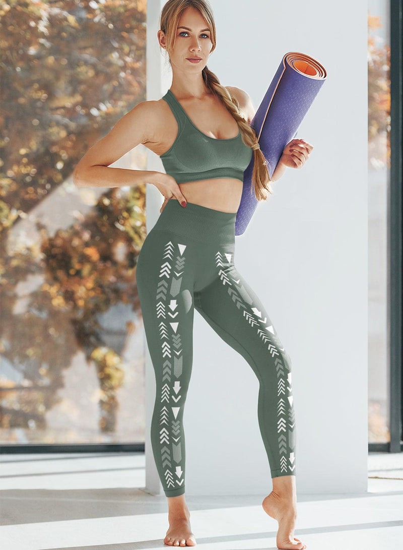 Legging CITY WHITE TRANSFER Sage Leaf - BEST LUXURY STYLE AND ITALIAN CULTURE