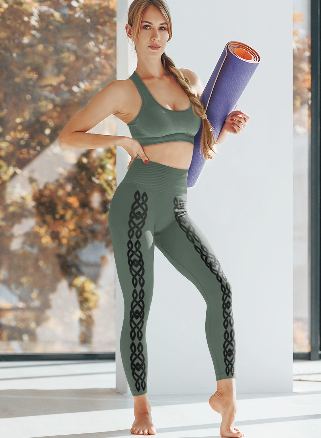 Legging VISION BLACK TRANSFER Sage Leaf